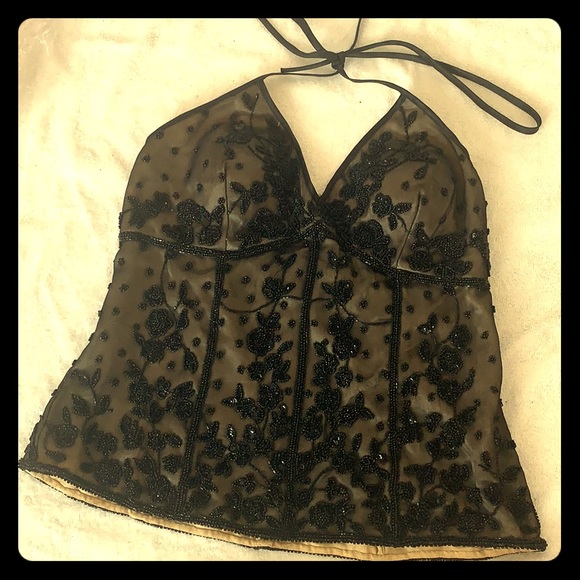 Scala Tops - Silk Beaded Halter Top